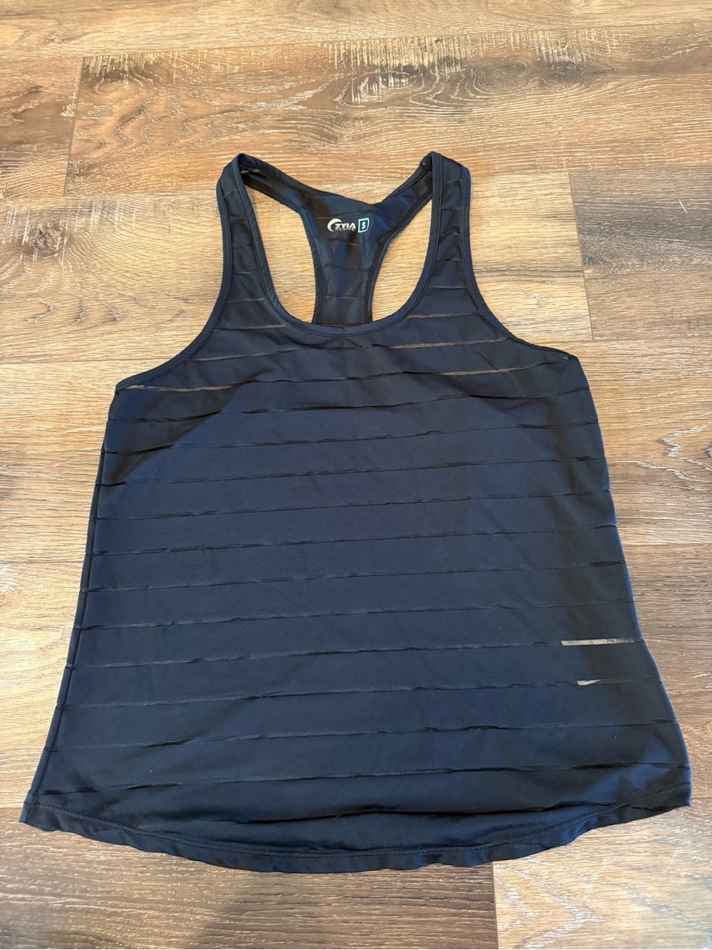 ZYIA Black Racerback Layered Stripe Tank
